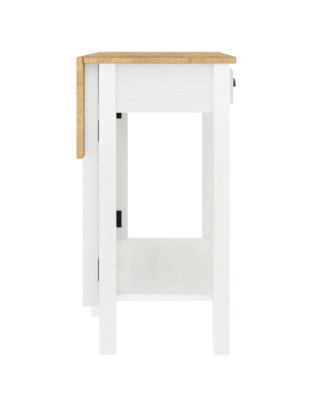 Ensemble Table mange debout Campagne avec 4 tabourets - Blanc - Bois massif de pin 