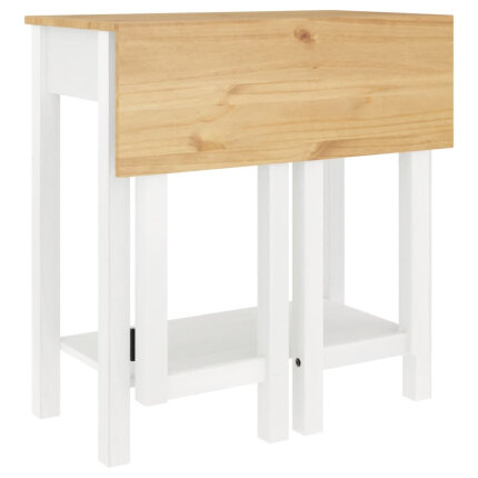 Ensemble Table mange debout Campagne avec 4 tabourets - Blanc - Bois massif de pin 