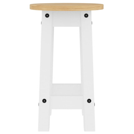 Ensemble Table mange debout Campagne avec 4 tabourets - Blanc - Bois massif de pin 