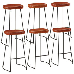 Ensemble Table mange debout Industriel avec 6 tabourets - Marron - Bois massif de manguier et fer  2