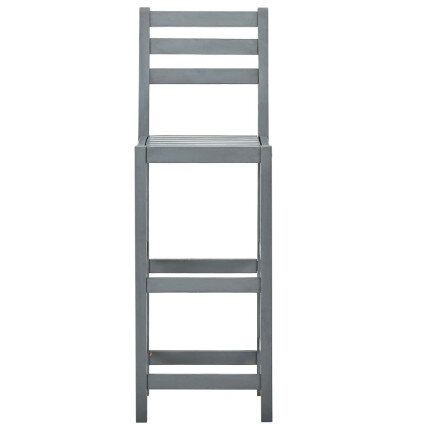 Tabourets de bar campagne / chic en lot de 2 en bois massif d'acacia Gris  {attributes}