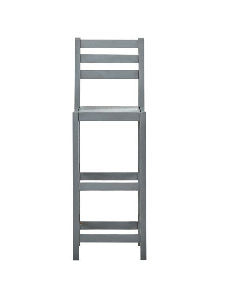 Tabourets de bar campagne / chic en lot de 2 en bois massif d'acacia Gris  {attributes}