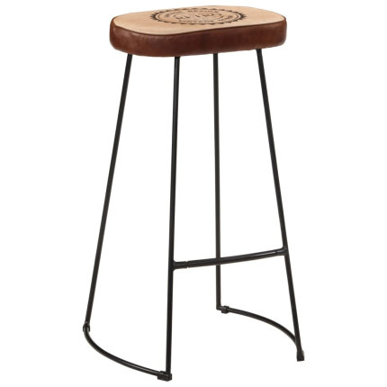Ensemble Table mange debout Industriel avec 2 tabourets - Marron foncé - Bois massif de manguier et fer