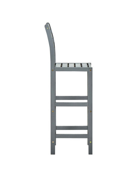Tabourets de bar campagne / chic en lot de 2 en bois massif d'acacia Gris  {attributes}