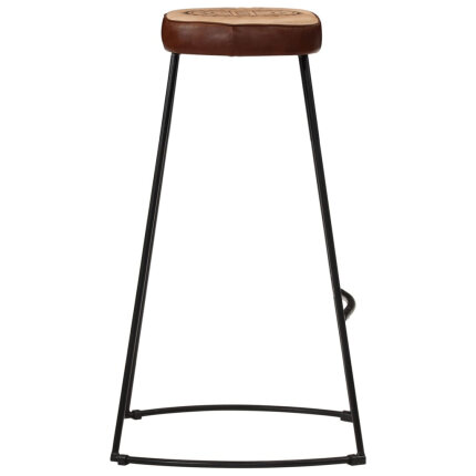 Ensemble Table mange debout Industriel avec 2 tabourets - Marron foncé - Bois massif de manguier et fer