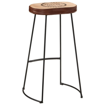 Ensemble Table mange debout Industriel avec 2 tabourets - Marron foncé - Bois massif de manguier et fer
