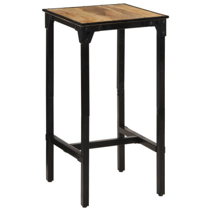 Ensemble Table mange debout Industriel avec 2 tabourets - Marron foncé - Bois massif de manguier et fer