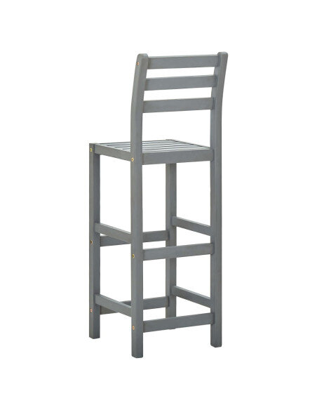 Tabourets de bar campagne / chic en lot de 2 en bois massif d'acacia Gris  {attributes}