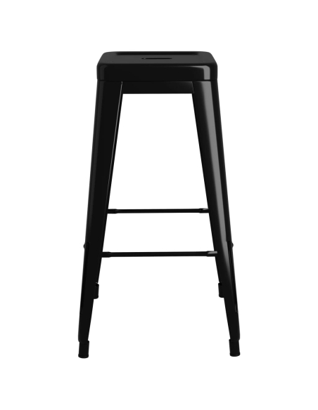 Ensemble Table mange debout Industriel avec 4 tabourets - Noir - Bois et métal 