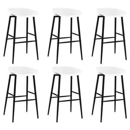 Ensemble Table mange debout Scandinave avec 6 tabourets - Noir et blanc - Bois et métal 