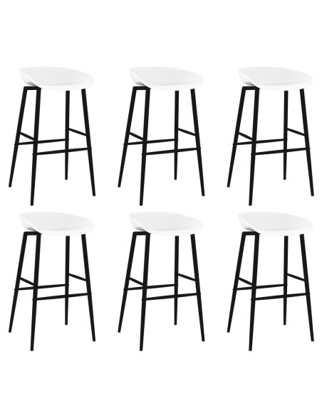 Ensemble Table mange debout Scandinave avec 6 tabourets - Noir et blanc - Bois et métal 