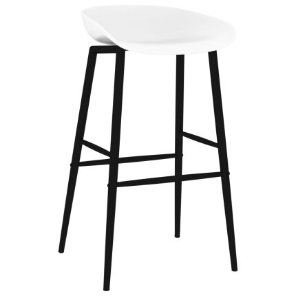 Ensemble Table mange debout Scandinave avec 6 tabourets - Noir et blanc - Bois et métal 