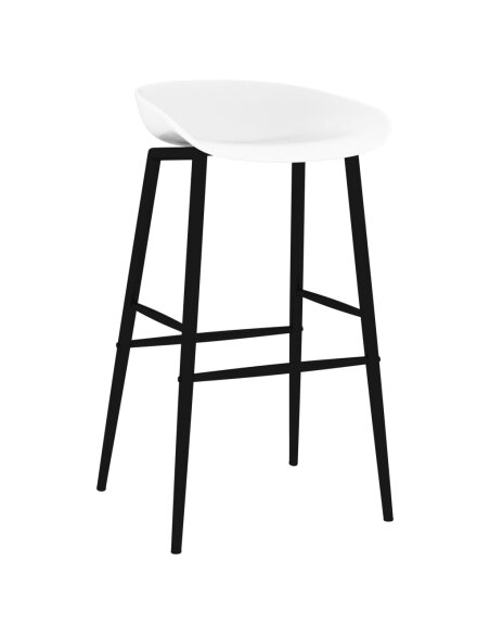 Ensemble Table mange debout Scandinave avec 6 tabourets - Noir et blanc - Bois et métal 
