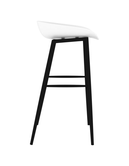 Ensemble Table mange debout Scandinave avec 6 tabourets - Noir et blanc - Bois et métal 