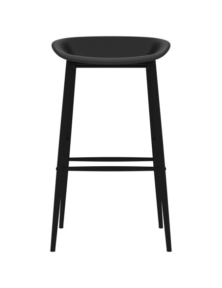 Ensemble Table mange debout Scandinave avec 6 tabourets - Blanc et noir - Bois et métal 