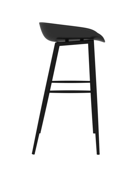 Ensemble Table mange debout Scandinave avec 6 tabourets - Blanc et noir - Bois et métal 