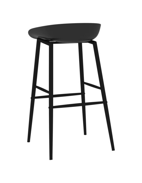 Ensemble Table mange debout Scandinave avec 6 tabourets - Blanc et noir - Bois et métal 