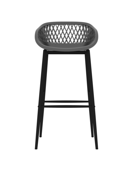 Ensemble Table mange debout Scandinave avec 6 tabourets - Noir et gris - Bois et métal 