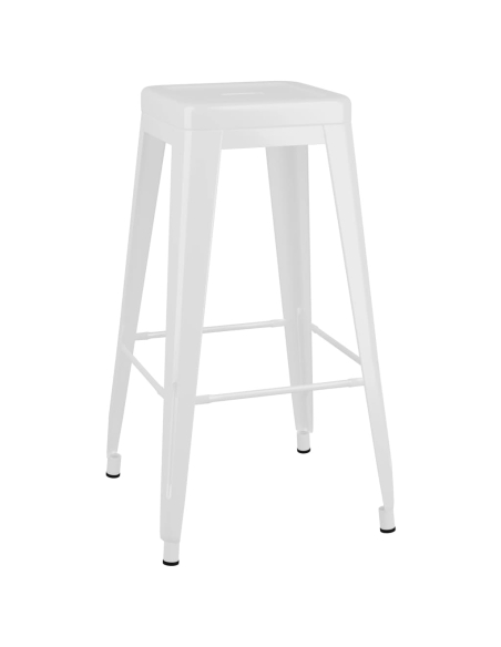 Ensemble Table mange debout Scandinave avec 6 tabourets - Blanc - Bois et métal 