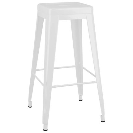 Ensemble Table mange debout Scandinave avec 4 tabourets - Blanc - Bois et métal 