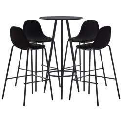 Ensemble Table mange debout Industriel avec 4 tabourets - Noir - Bois et pied en métal