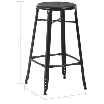 Tabourets de bar industriel en lot de 6 en acier Noir  {attributes}