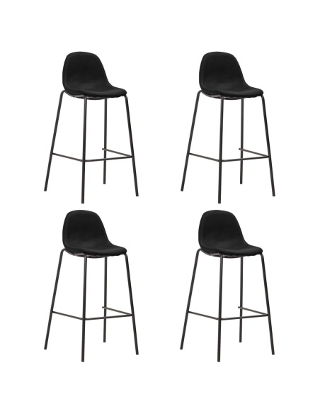 Ensemble Table mange debout Industriel avec 4 tabourets - Noir - Bois et pied en métal 