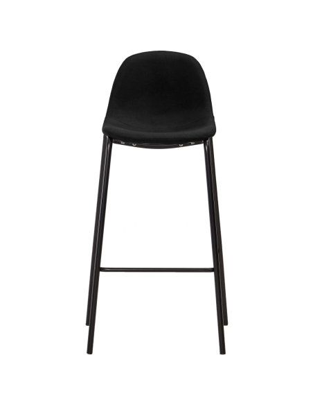 Ensemble Table mange debout Industriel avec 4 tabourets - Noir - Bois et pied en métal 