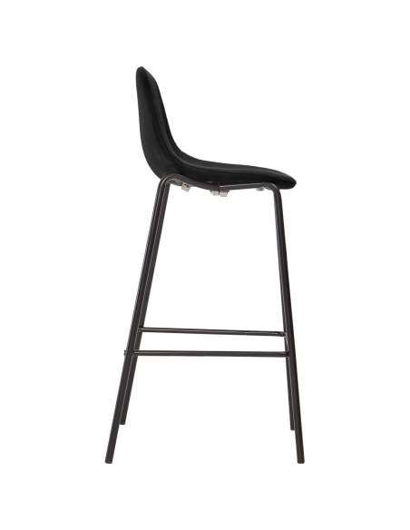 Ensemble Table mange debout Industriel avec 4 tabourets - Noir - Bois et pied en métal 