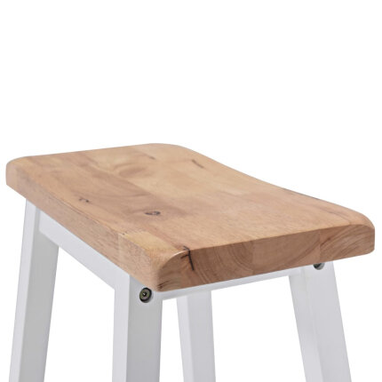 Ensemble Table mange debout Campagne avec 2 tabourets - Blanc et Bois naturel - Structure en Bois d'hévéa