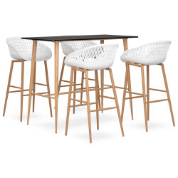 Ensemble Table mange debout Scandinave avec 4 tabourets - Noir et blanc - Bois et métal