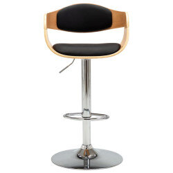 Tabouret de bar Rétro / Vintage en bois courbé et similicuir Noir  {attributes} 2