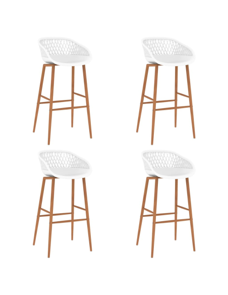 Ensemble Table mange debout Scandinave avec 4 tabourets - Noir et blanc - Bois et métal 