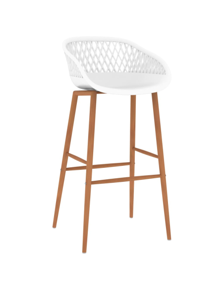 Ensemble Table mange debout Scandinave avec 4 tabourets - Noir et blanc - Bois et métal 