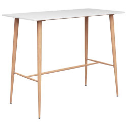 Ensemble Table mange debout Scandinave avec 4 tabourets - Blanc - Bois et métal  2