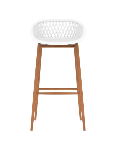 Ensemble Table mange debout Scandinave avec 4 tabourets - Blanc - Bois et métal 