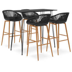 Ensemble Table mange debout Industriel avec 4 tabourets - Noir - Bois et métal