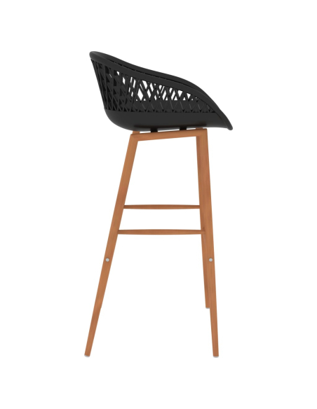 Ensemble Table mange debout Industriel avec 4 tabourets - Noir - Bois et métal 