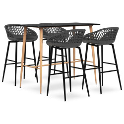 Ensemble Table mange debout Scandinave avec 4 tabourets - Noir et gris - Bois et métal