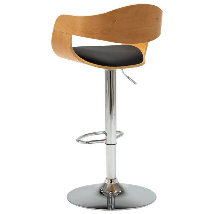 Tabouret de bar Rétro / Vintage en bois courbé et similicuir Noir  {attributes}