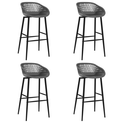 Ensemble Table mange debout Scandinave avec 4 tabourets - Noir et gris - Bois et métal