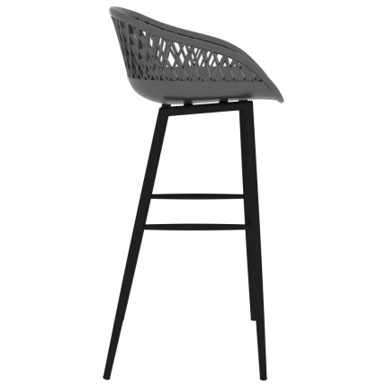 Ensemble Table mange debout Scandinave avec 4 tabourets - Noir et gris - Bois et métal