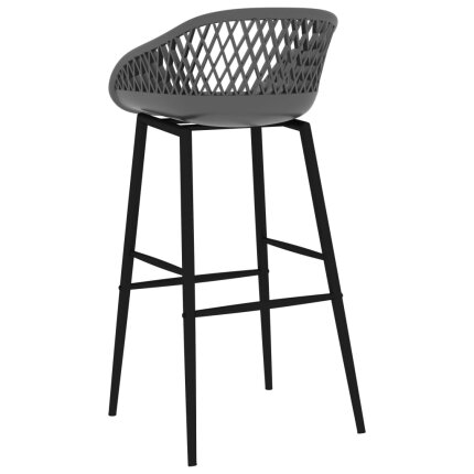 Ensemble Table mange debout Scandinave avec 4 tabourets - Noir et gris - Bois et métal
