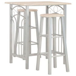Ensemble Table mange debout Campagne avec 2 tabourets - Chêne et gris - Bois & Acier
