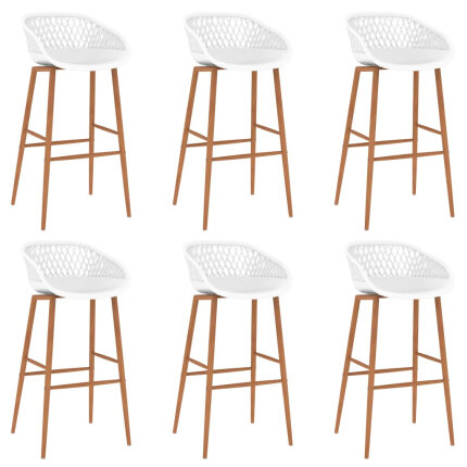 Ensemble Table mange debout Scandinave avec 6 tabourets - Noir et blanc - Bois et métal