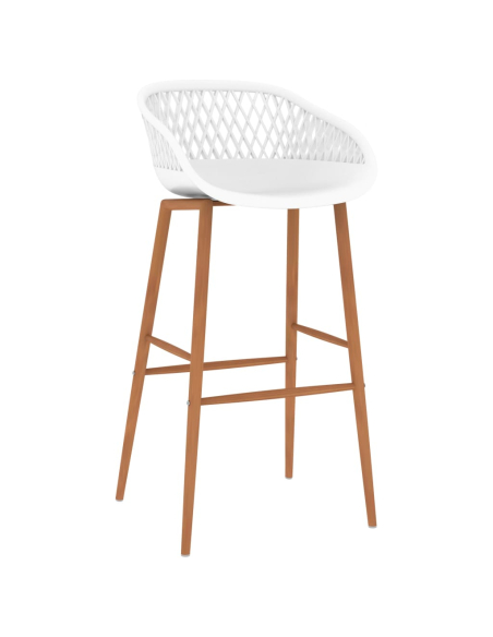 Ensemble Table mange debout Scandinave avec 6 tabourets - Noir et blanc - Bois et métal 