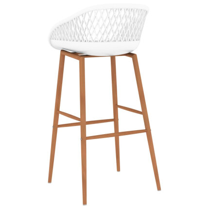 Ensemble Table mange debout Scandinave avec 6 tabourets - Noir et blanc - Bois et métal