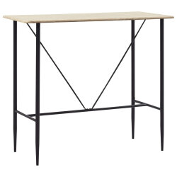 Ensemble Table mange debout Industriel avec 4 tabourets - Chêne - Bois et pied en métal  2