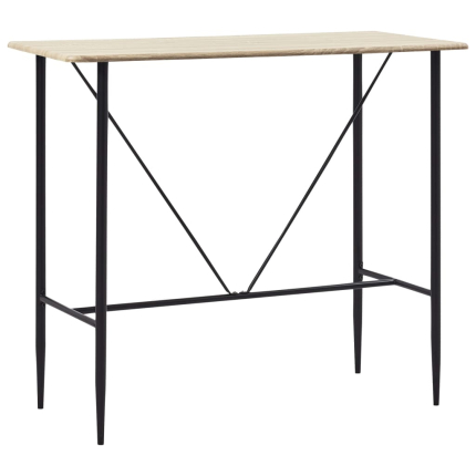 Ensemble Table mange debout Industriel avec 4 tabourets - Chêne - Bois et pied en métal 