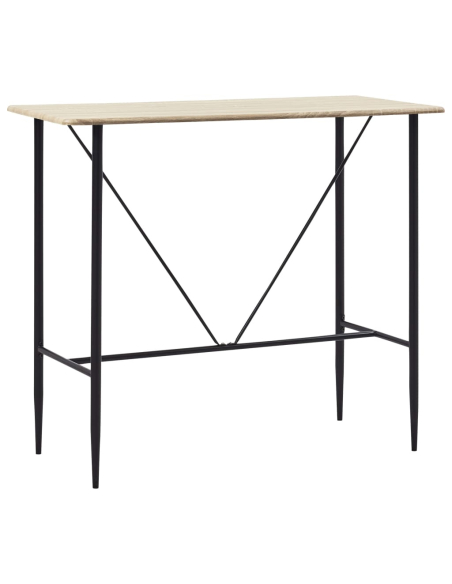 Ensemble Table mange debout Industriel avec 4 tabourets - Chêne - Bois et pied en métal 